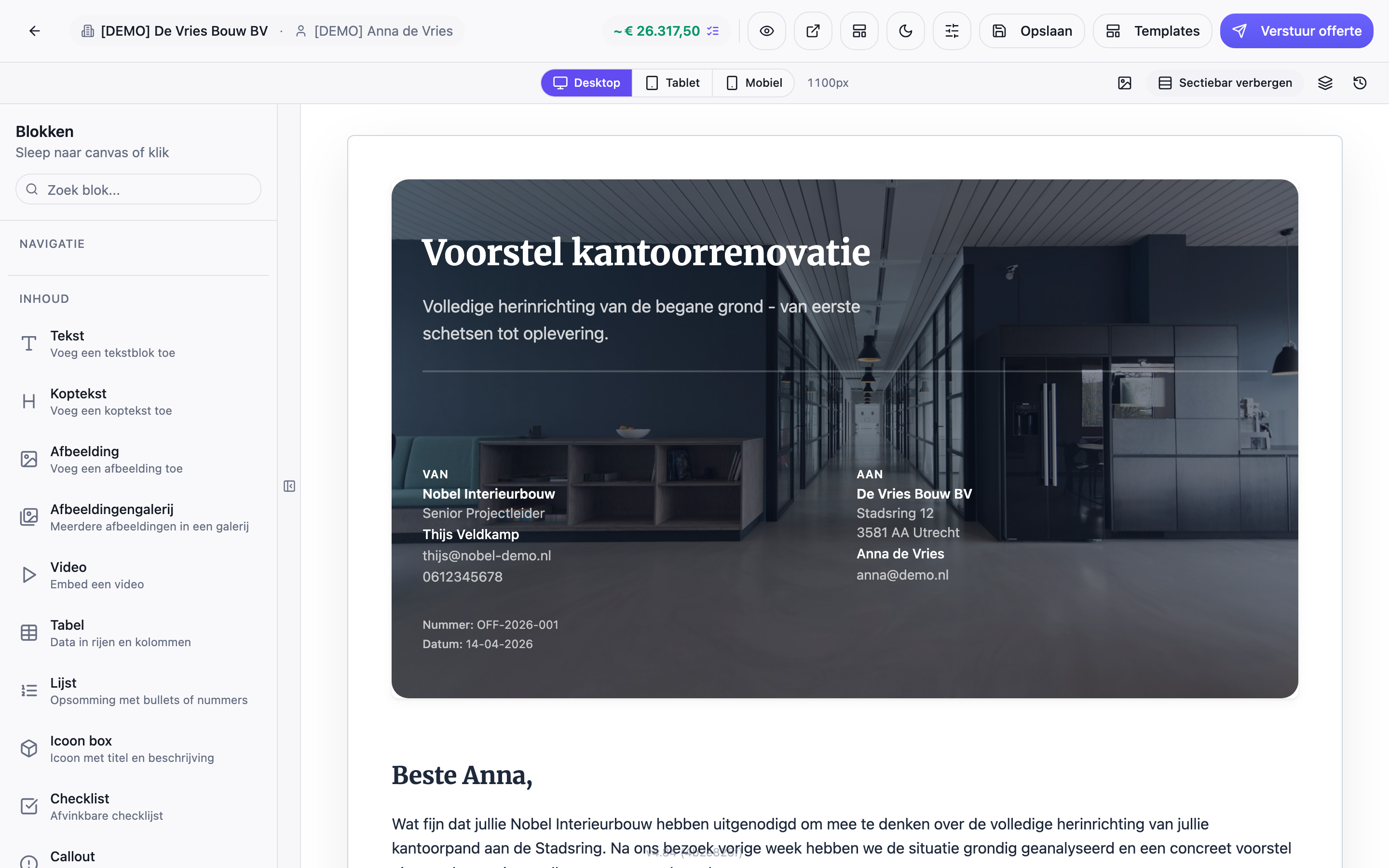 Quoty offerte software drag & drop builder